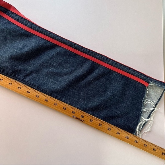 MOTHER Insider Crop Step Fray in Speed Racer‎ Red Stripe Raw Hem Jeans 24 - Picture 14 of 17